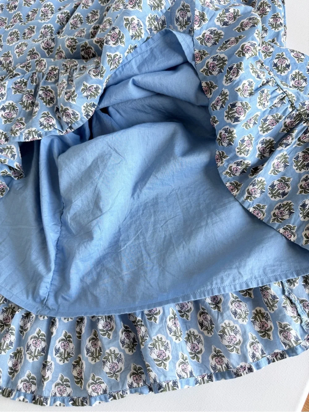 J.Crew Blue Floral Smocked Midi Dress S Cotton Puff Sleeve Cottagecore